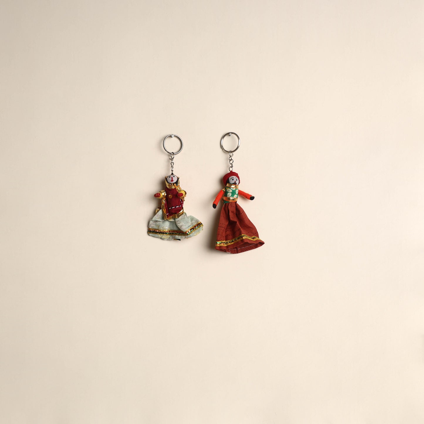 Multicolor - Rajasthani Puppet Couple Handmade Keychain (Set of 2) 08