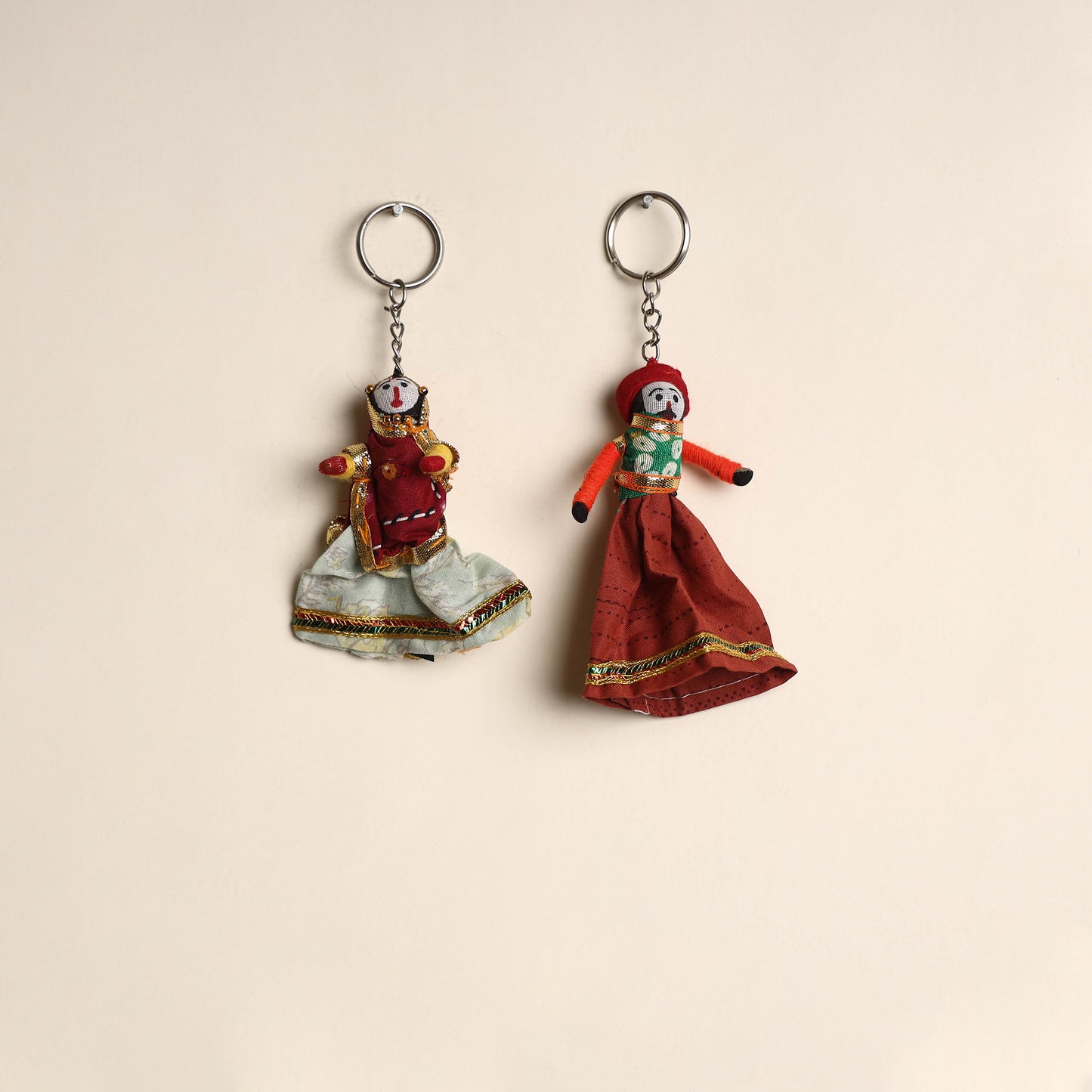 Multicolor - Rajasthani Puppet Couple Handmade Keychain (Set of 2) 08