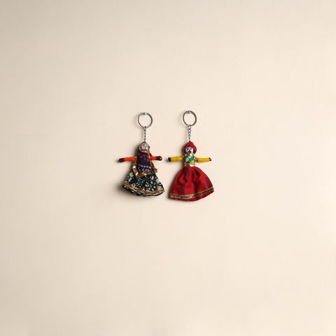 Rajasthani Puppet Couple Handmade Keychain (Set of 2) 12
