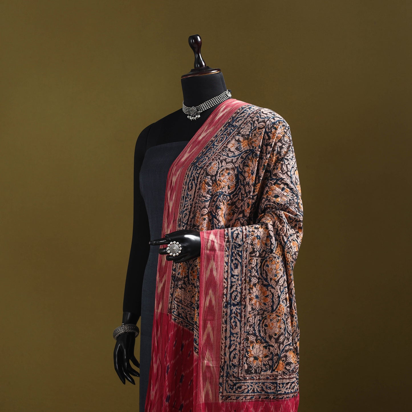 Multicolor - natural dyed kalamkari cotton dupatta