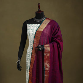 Purple - dharwad cotton dupatta with zari border 20