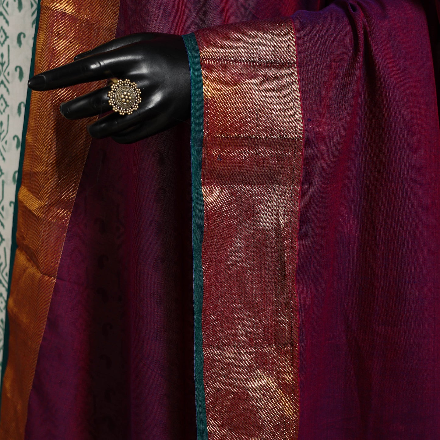 Purple - dharwad cotton dupatta with zari border 20