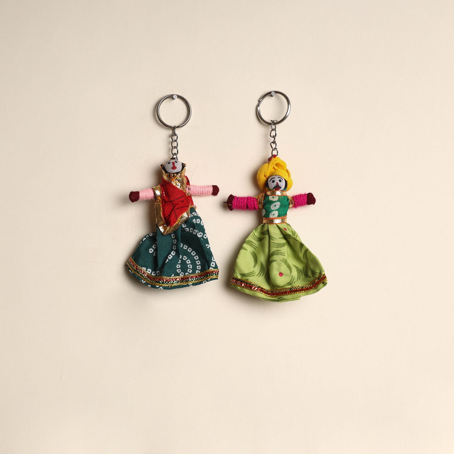 Multicolor - Rajasthani Puppet Couple Handmade Keychain (Set of 2) 15