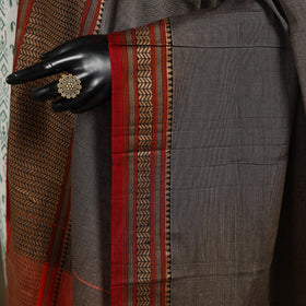 Brown - dharwad cotton dupatta with zari border 18