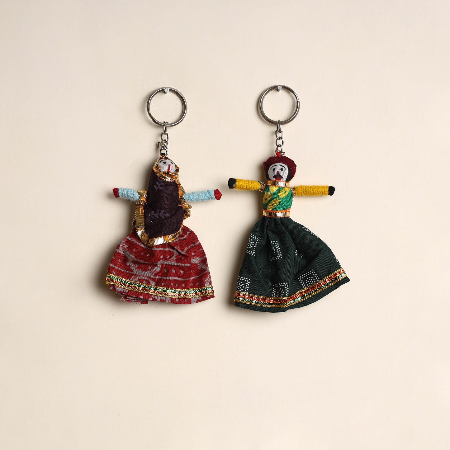 Multicolor - Rajasthani Puppet Couple Handmade Keychain (Set of 2) 19