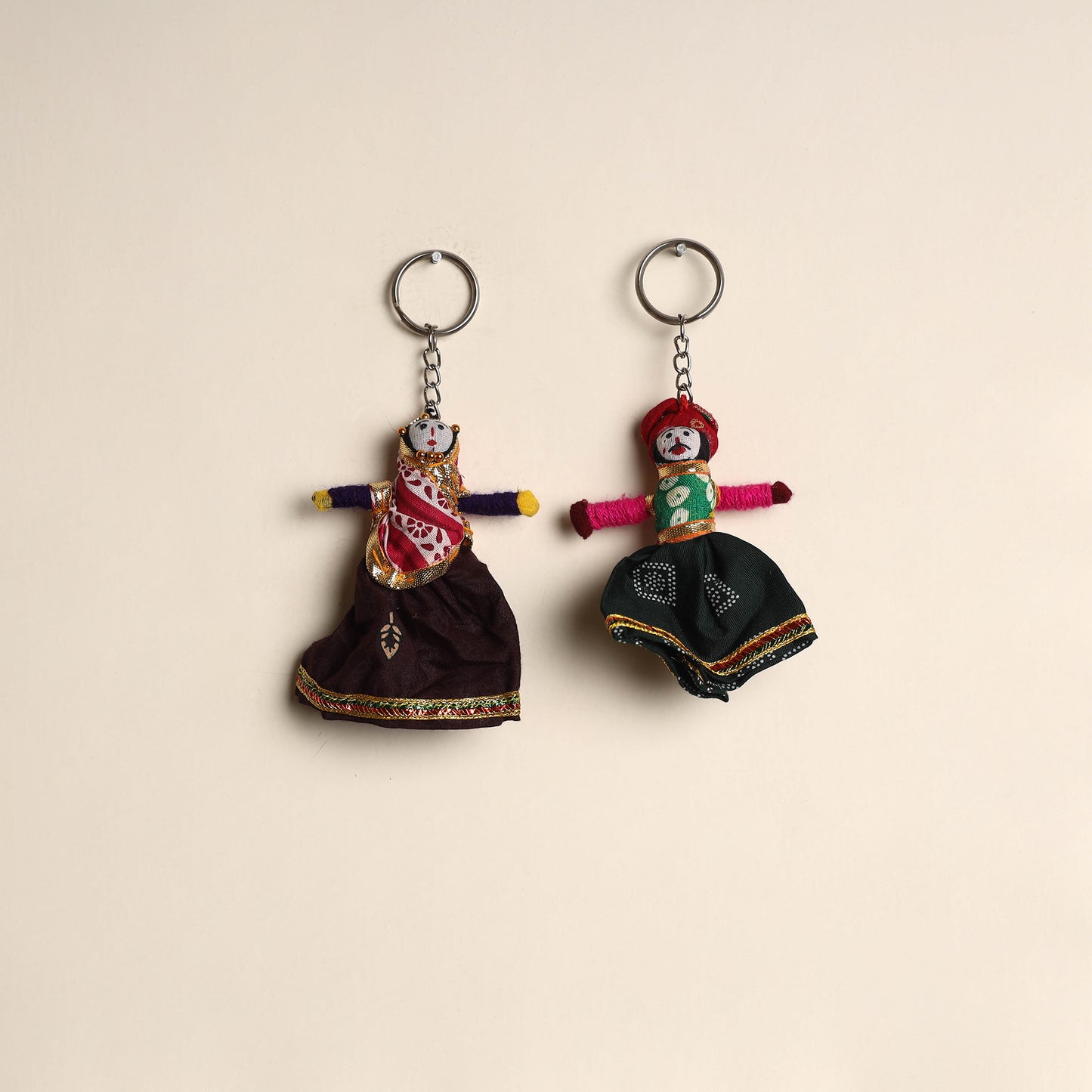 Multicolor - Rajasthani Puppet Couple Handmade Keychain (Set of 2) 23