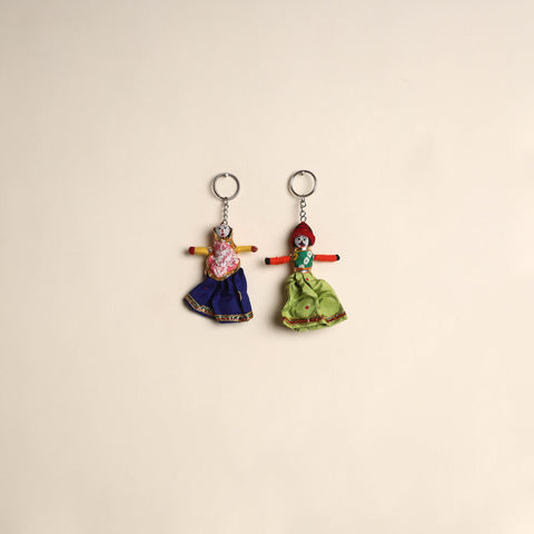 Rajasthani Puppet Couple Handmade Keychain (Set of 2) 33