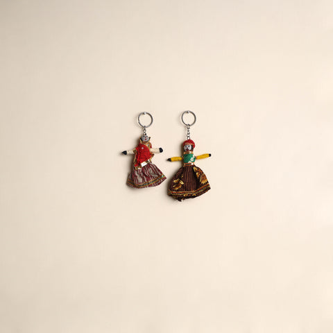 Rajasthani Puppet Couple Handmade Keychain (Set of 2) 34