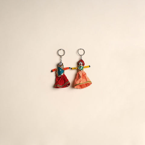 Rajasthani Puppet Couple Handmade Keychain (Set of 2) 38