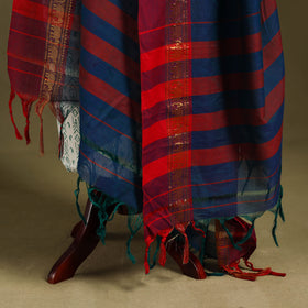 Blue - dharwad cotton dupatta with zari border 29