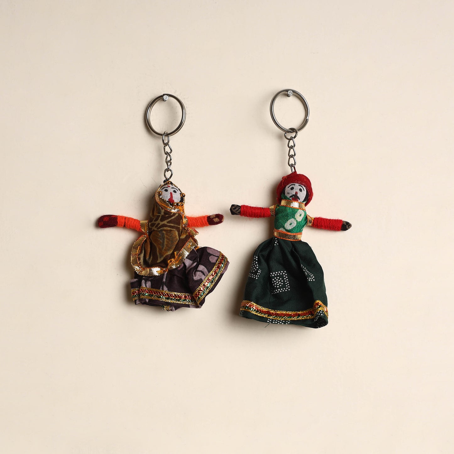 Multicolor - Rajasthani Puppet Couple Handmade Keychain (Set of 2) 40