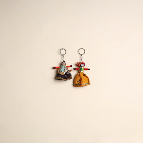 Rajasthani Puppet Couple Handmade Keychain (Set of 2) 43