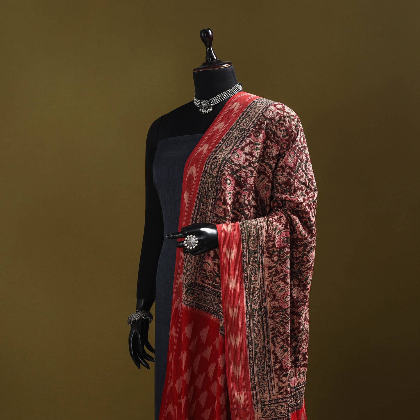Multicolor - natural dyed kalamkari cotton dupatta