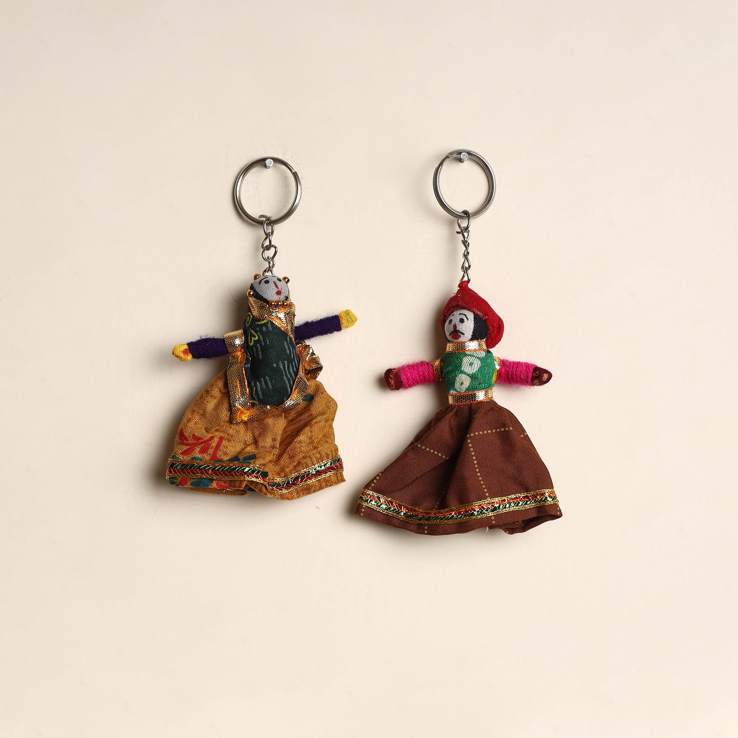 Multicolor - Rajasthani Puppet Couple Handmade Keychain (Set of 2) 48