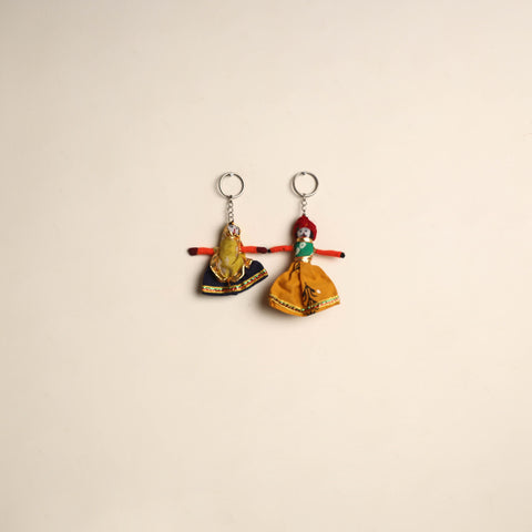 Rajasthani Puppet Couple Handmade Keychain (Set of 2) 49