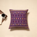 Purple - handloom cotton urmul kashida stitch cushion cover