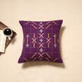 Purple - handloom cotton urmul kashida stitch cushion cover