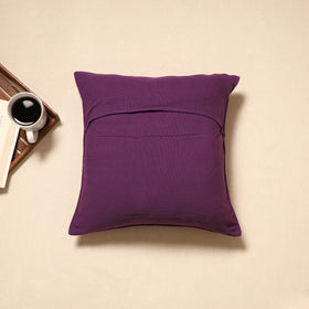 Purple - handloom cotton urmul kashida stitch cushion cover