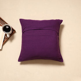 Purple - handloom cotton urmul kashida stitch cushion cover