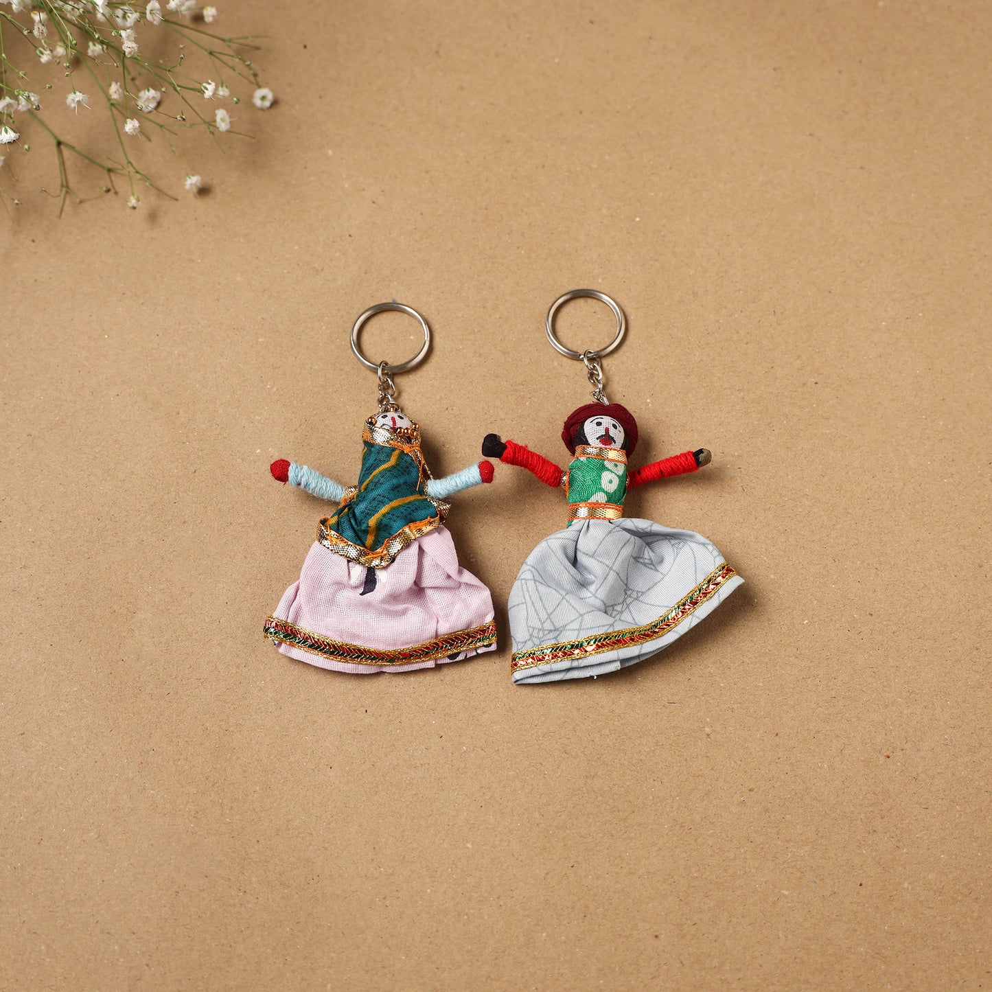Multicolor - Rajasthani Puppet Couple Handmade Keychain (Set of 2) 02