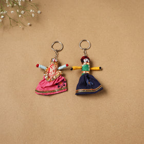 Multicolor - Rajasthani Puppet Couple Handmade Keychain (Set of 2) 03