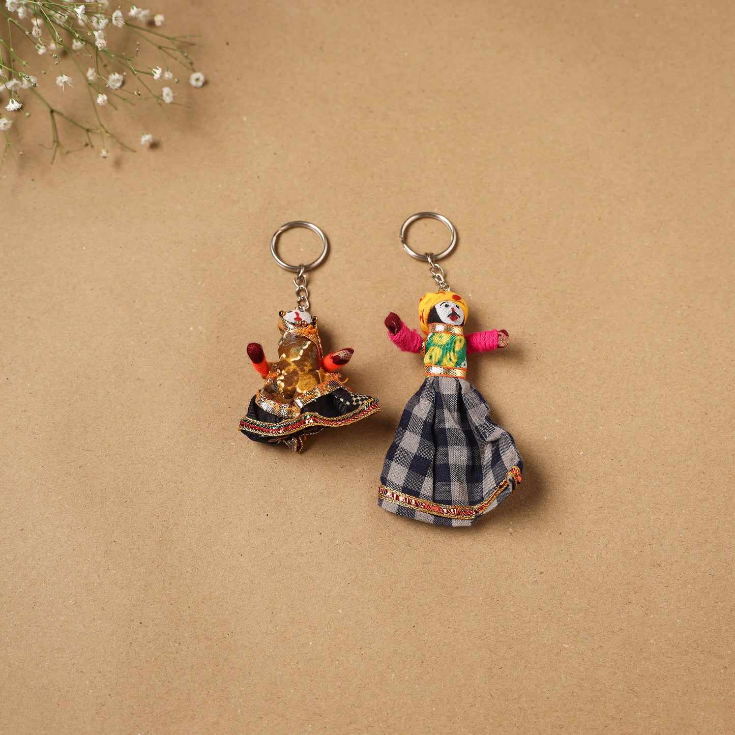 Multicolor - Rajasthani Puppet Couple Handmade Keychain (Set of 2) 07