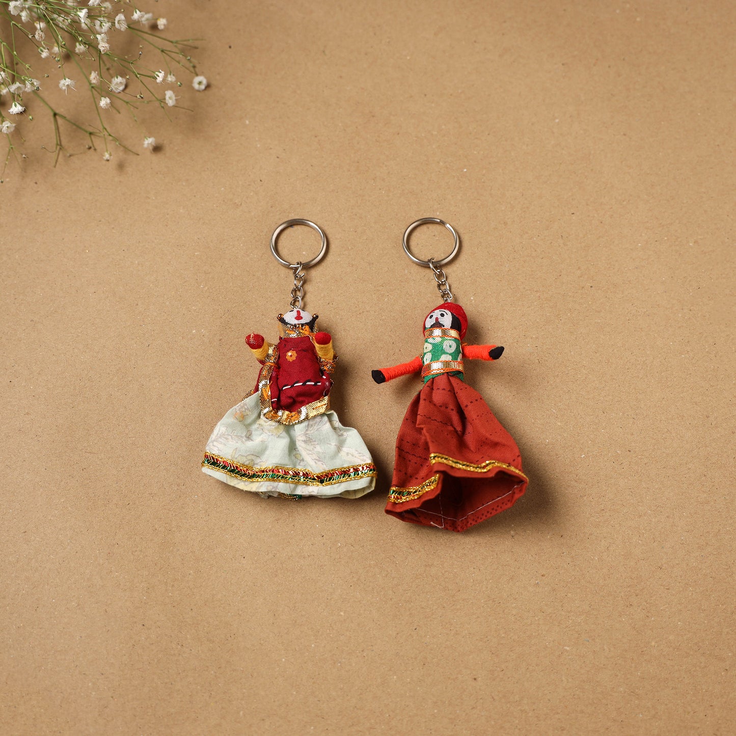 Multicolor - Rajasthani Puppet Couple Handmade Keychain (Set of 2) 08