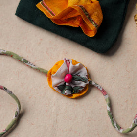  Handcrafted Flower Bead Work Fabart Rakhi 43 