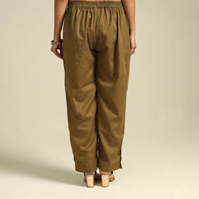 Brown Flex Cotton Elasticated Plain Pant