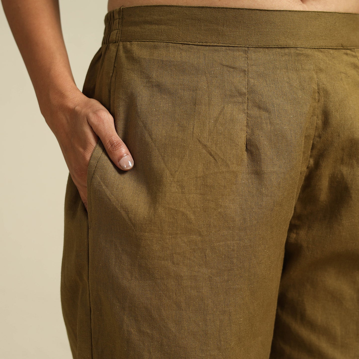 Brown Flex Cotton Elasticated Plain Pant