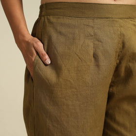 Brown Flex Cotton Elasticated Plain Pant