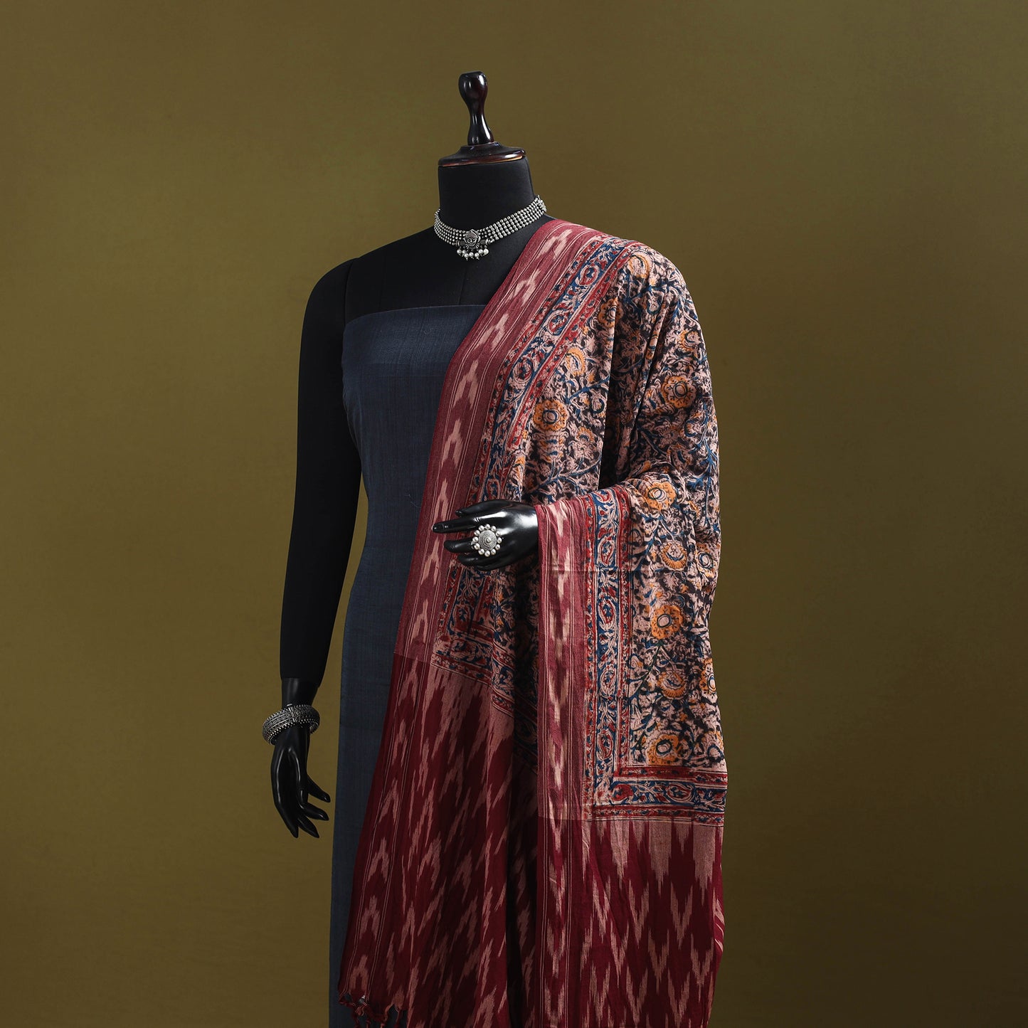 Multicolor - natural dyed kalamkari cotton dupatta