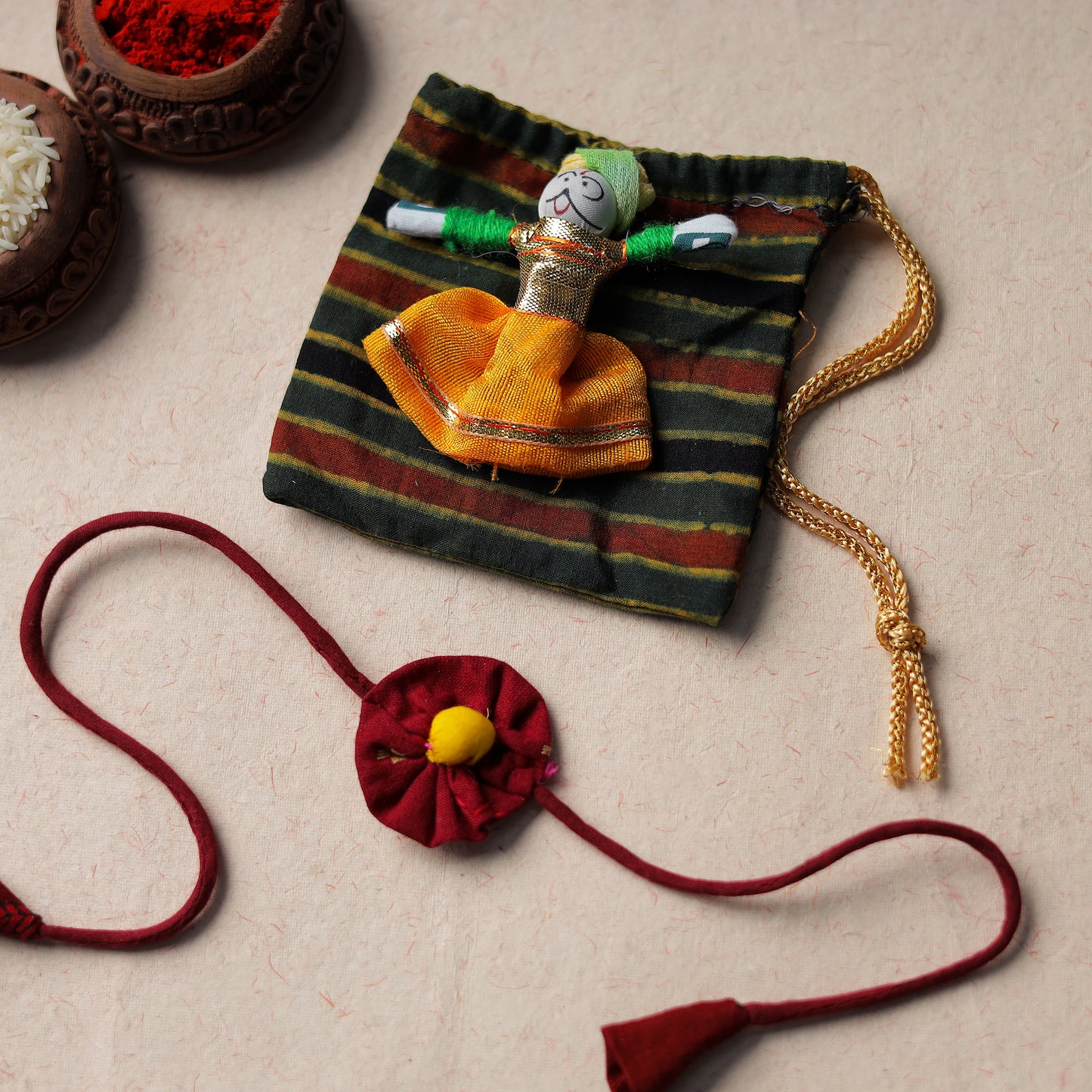 Buy Handcrafted Flower Fabart Rakhi 53 Online at iTokri.com