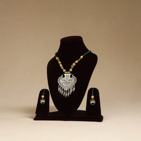 Yellow - German Silver Beaded Necklace Set 05