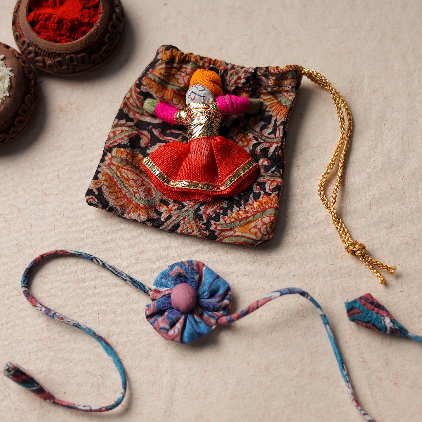 Buy Handcrafted Flower Fabart Rakhi 56 Online at iTokri.com