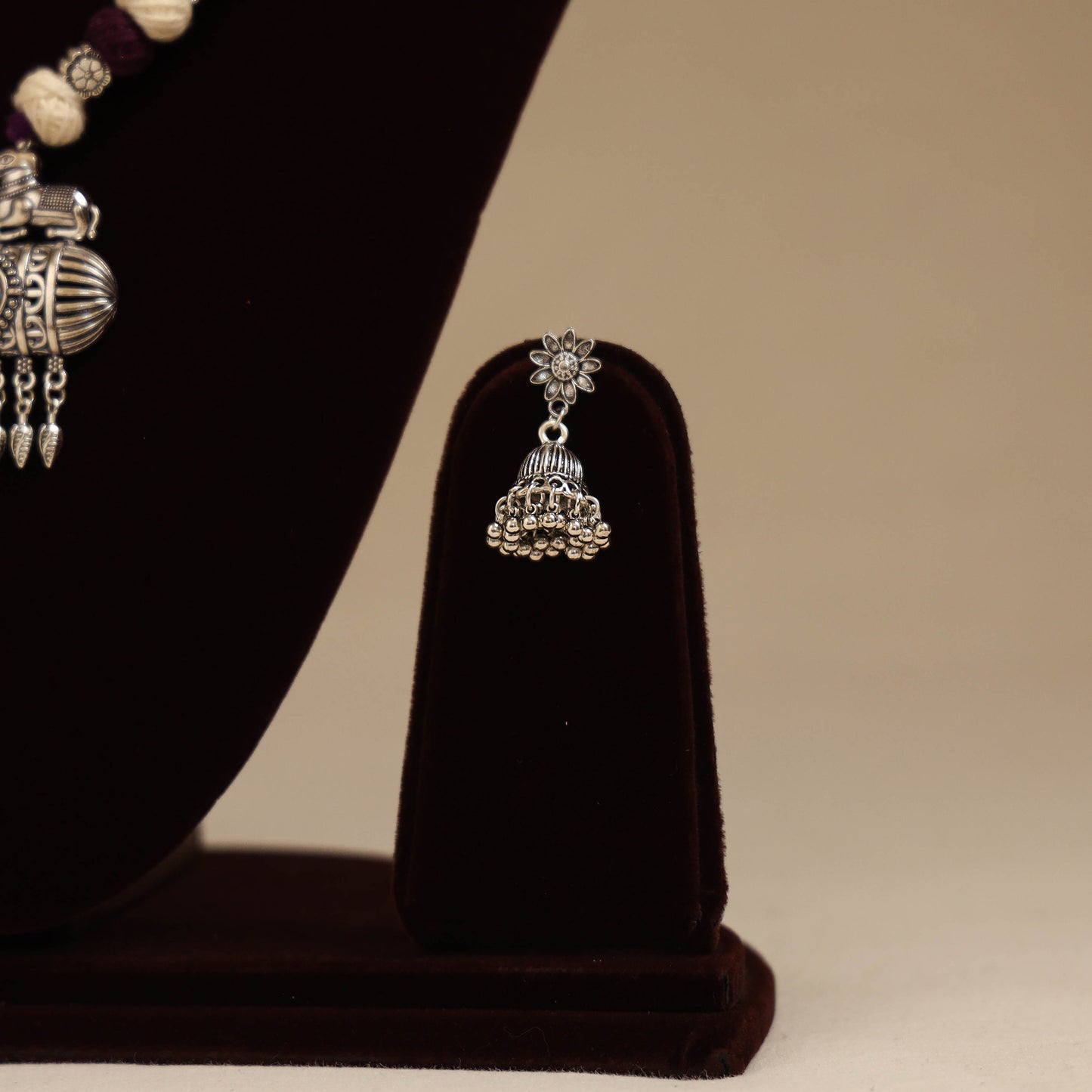 Purple - German Silver Thread Beads Necklace Set 11