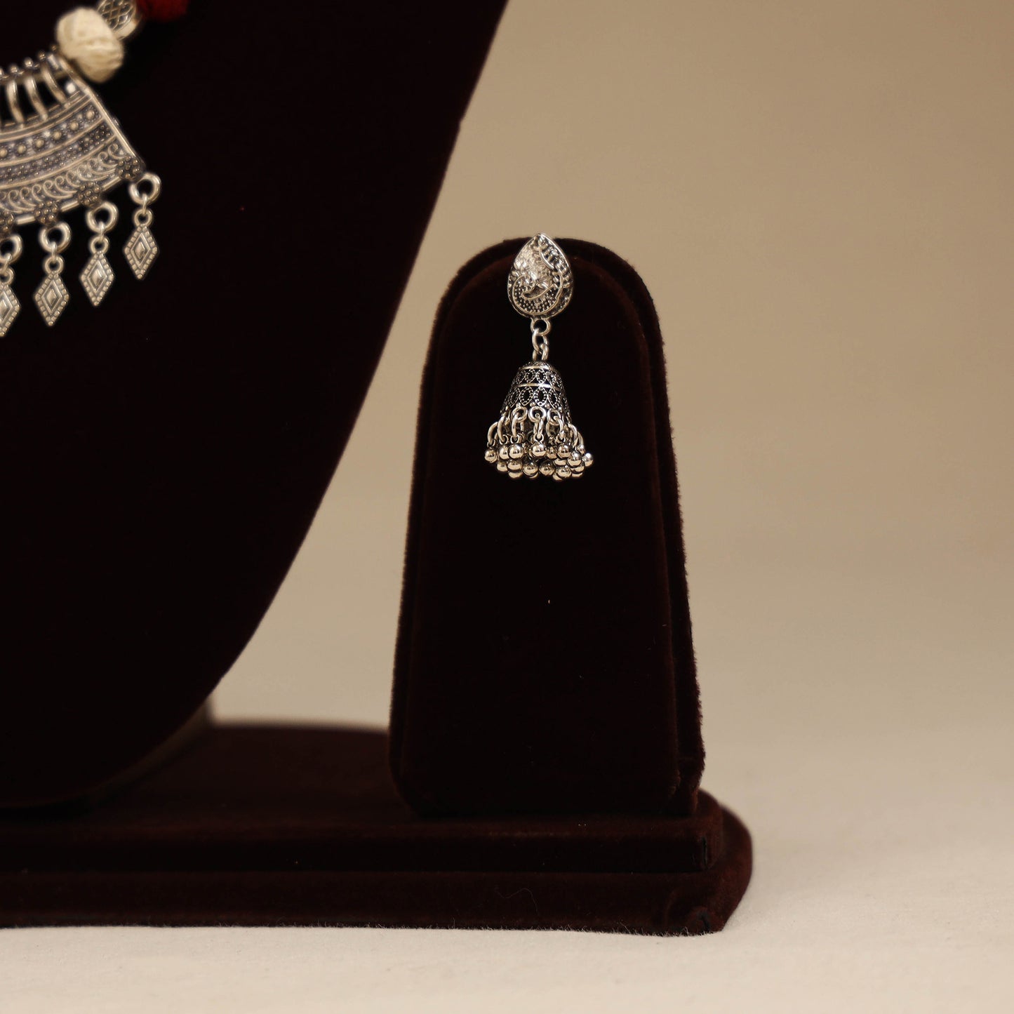 Beige - German Silver Thread Beads Necklace Set 12