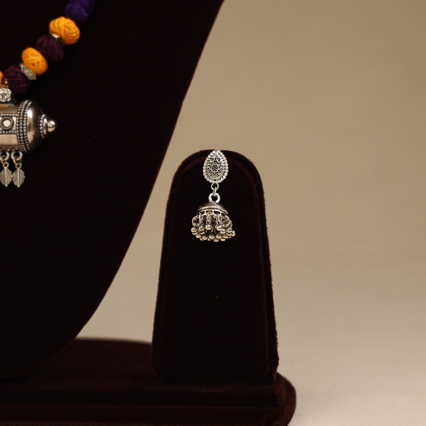 Purple - German Silver Thread Beads Necklace Set 13