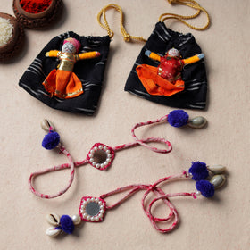 Buy Handcrafted Embroidery Bead Work Fabart Rakhi & Lumba Set 12 Online at iTokri.com