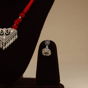 Red - German Silver Thread Beads Necklace Set 16