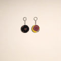 Multicolor - fabric-embellished wood keychain (set of 2) 06