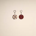 Multicolor - fabric-embellished wood keychain (set of 2) 07