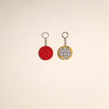 Multicolor - fabric-embellished wood keychain (set of 2) 09
