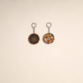 Multicolor - fabric-embellished wood keychain (set of 2) 10