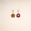 Multicolor - fabric-embellished wood keychain (set of 2) 18