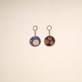 Multicolor - fabric-embellished wood keychain (set of 2) 22