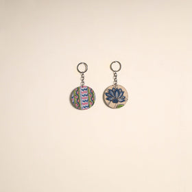 Fabric-embellished wood keychain (set of 2) 29 - handcrafted