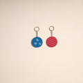 Multicolor - fabric-embellished wood keychain (set of 2) 33