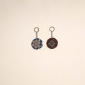 Multicolor - fabric-embellished wood keychain (set of 2) 50