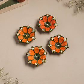Festive handpainted clay diya (set of 4) 03 - handcrafted
